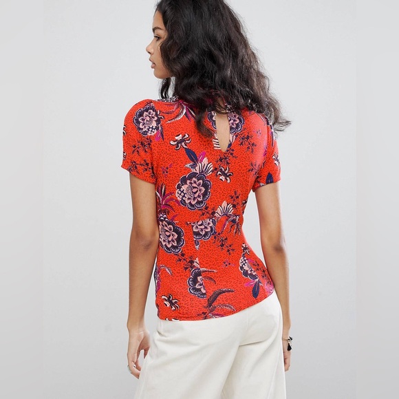 Free People - Hear Me Roar Print Top - Like New! Red Combo- Size: Small - Picture 4 of 10